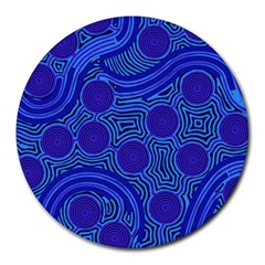 Authentic Aboriginal Art - Rivers Around Us Round Mousepad