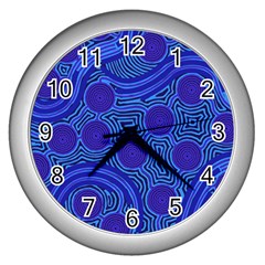 Authentic Aboriginal Art - Rivers Around Us Wall Clock (Silver)