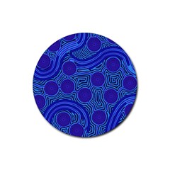 Authentic Aboriginal Art - Rivers Around Us Rubber Round Coaster (4 pack)