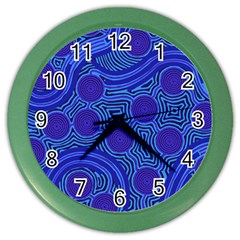 Authentic Aboriginal Art - Rivers Around Us Color Wall Clock