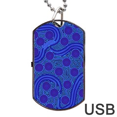 Authentic Aboriginal Art - Rivers Around Us Dog Tag Usb Flash (two Sides) by hogartharts