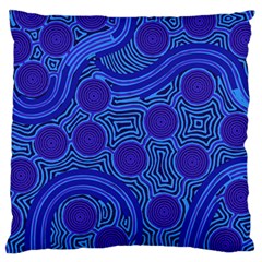 Authentic Aboriginal Art - Rivers Around Us Large Premium Plush Fleece Cushion Case (One Side)