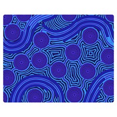 Authentic Aboriginal Art - Rivers Around Us Two Sides Premium Plush Fleece Blanket (Medium)