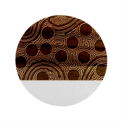 Authentic Aboriginal Art - Rivers Around Us Marble Wood Coaster (Round)