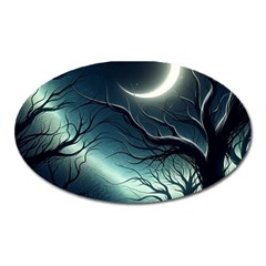 Moon Moonlit Forest Fantasy Midnight Oval Magnet