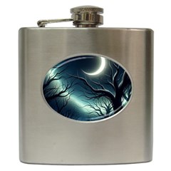 Moon Moonlit Forest Fantasy Midnight Hip Flask (6 Oz)