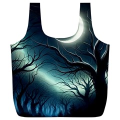 Moon Moonlit Forest Fantasy Midnight Full Print Recycle Bag (xl)