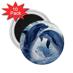 Dolphins Sea Ocean Water 2 25  Magnets (10 Pack) 