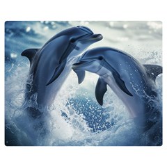 Dolphins Sea Ocean Water Two Sides Premium Plush Fleece Blanket (medium)