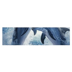 Dolphins Sea Ocean Water Oblong Satin Scarf (16  X 60 )