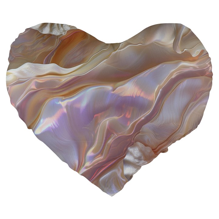 Silk Waves Abstract Large 19  Premium Flano Heart Shape Cushions