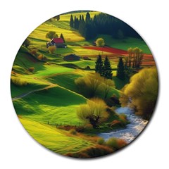 Countryside Landscape Nature Round Mousepad