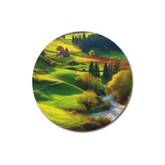 Countryside Landscape Nature Magnet 3  (round)