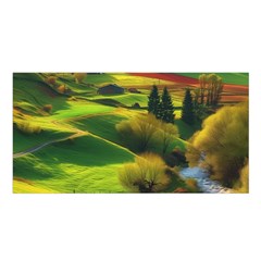 Countryside Landscape Nature Satin Shawl 45  X 80 