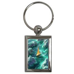 Seascape Boat Sailing Key Chain (rectangle)