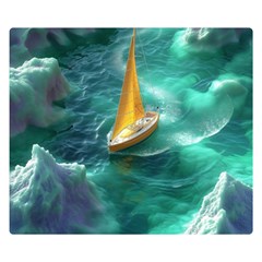 Seascape Boat Sailing Two Sides Premium Plush Fleece Blanket (small)