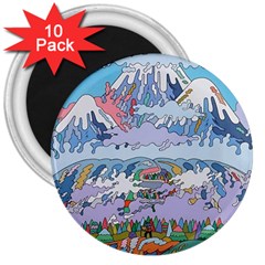 Art Psychedelic Mountain 3  Magnets (10 Pack) 