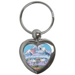 Art Psychedelic Mountain Key Chain (Heart) Front