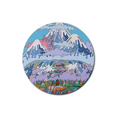 Art Psychedelic Mountain Rubber Round Coaster (4 Pack)