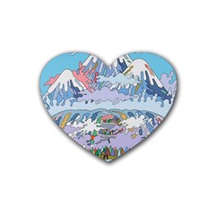 Art Psychedelic Mountain Rubber Heart Coaster (4 Pack)