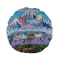 Art Psychedelic Mountain Standard 15  Premium Flano Round Cushions