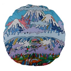 Art Psychedelic Mountain Large 18  Premium Flano Round Cushions