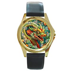 Chinese New Year ¨c Year Of The Dragon Round Gold Metal Watch by Valentinaart