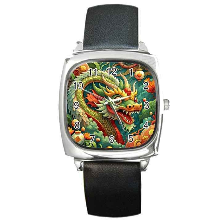 Chinese New Year – Year of the Dragon Square Metal Watch