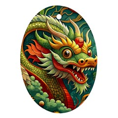 Chinese New Year ¨c Year Of The Dragon Oval Ornament (two Sides)