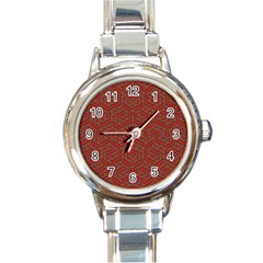 Hexagon Motif Geometric Tribal Style Pattern Round Italian Charm Watch