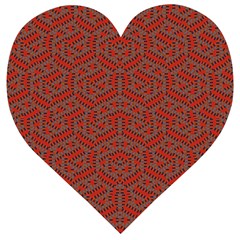 Hexagon Motif Geometric Tribal Style Pattern Wooden Puzzle Heart