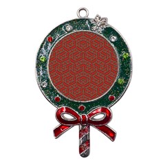 Hexagon Motif Geometric Tribal Style Pattern Metal X mas Lollipop With Crystal Ornament