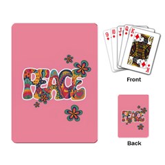 Flower Power Hippie Boho Love Peace Text Pink Pop Art Spirit Playing Cards Single Design (rectangle) by Grandong