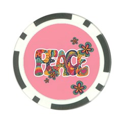 Flower Power Hippie Boho Love Peace Text Pink Pop Art Spirit Poker Chip Card Guard by Grandong