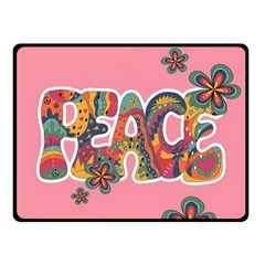 Flower Power Hippie Boho Love Peace Text Pink Pop Art Spirit Fleece Blanket (small) by Grandong