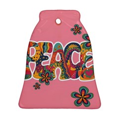 Flower Power Hippie Boho Love Peace Text Pink Pop Art Spirit Ornament (bell) by Grandong