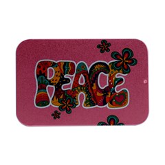 Flower Power Hippie Boho Love Peace Text Pink Pop Art Spirit Open Lid Metal Box (silver)   by Grandong