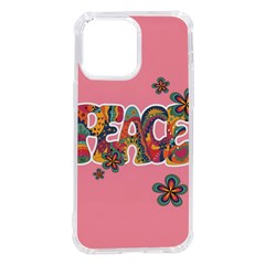 Flower Power Hippie Boho Love Peace Text Pink Pop Art Spirit Iphone 14 Pro Max Tpu Uv Print Case by Grandong