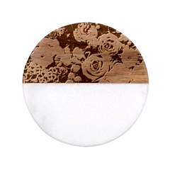 Pink Roses Flowers Love Nature Classic Marble Wood Coaster (round)  by Grandong