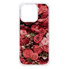 Pink Roses Flowers Love Nature Iphone 14 Pro Tpu Uv Print Case by Grandong