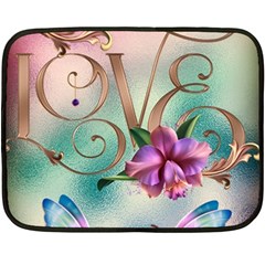 Love Amour Butterfly Colors Flowers Text Two Sides Fleece Blanket (mini) by Grandong