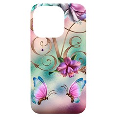 Love Amour Butterfly Colors Flowers Text Iphone 14 Pro Black Uv Print Case by Grandong