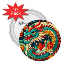 Chinese New Year ¨c Year Of The Dragon 2 25  Buttons (10 Pack)  by Valentinaart