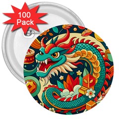 Chinese New Year ¨c Year Of The Dragon 3  Buttons (100 Pack)  by Valentinaart