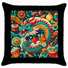 Chinese New Year ¨c Year Of The Dragon Throw Pillow Case (black)