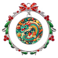 Chinese New Year ¨c Year Of The Dragon Metal X mas Wreath Ribbon Ornament