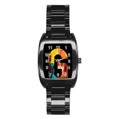 Abstract, Dark Background, Black, Typography,g Stainless Steel Barrel Watch by nateshop