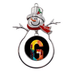 Abstract, Dark Background, Black, Typography,g Metal Snowman Ornament