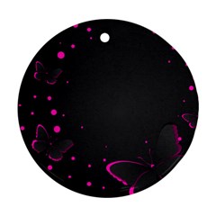 Butterflies, Abstract Design, Pink Black Ornament (round)