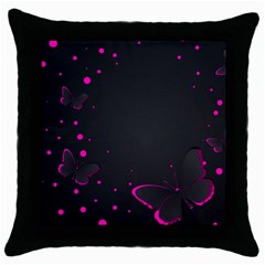 Butterflies, Abstract Design, Pink Black Throw Pillow Case (black)